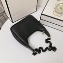 Fashion Women PU Leather Underarm Bag Casual Solid Color Hobos Chain Small Purse