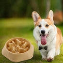 Pet Slow Eating Dish Cat Dog Anti Choking Puppy Feeder Food Bowl (Yellow) Newly