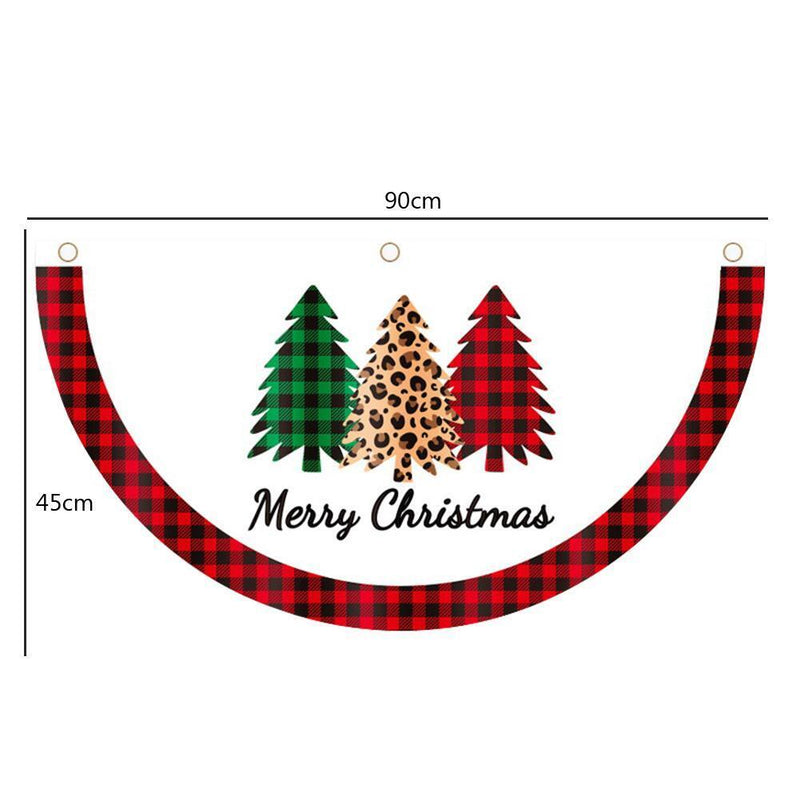 Christmas Half Fan Flag Fan-shaped Bunting Outdoor Xmas Decoration Gift (Wreath)