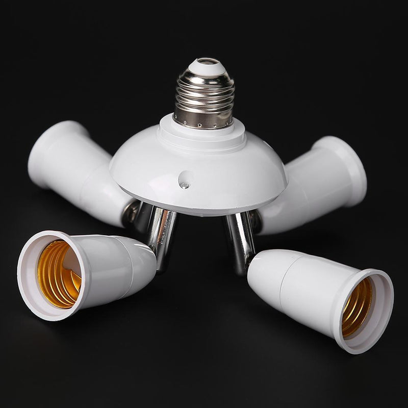 Adjustable E27 Splitter 4 Heads Lamp Base Adapter LED Bulb Holder Socket Newly