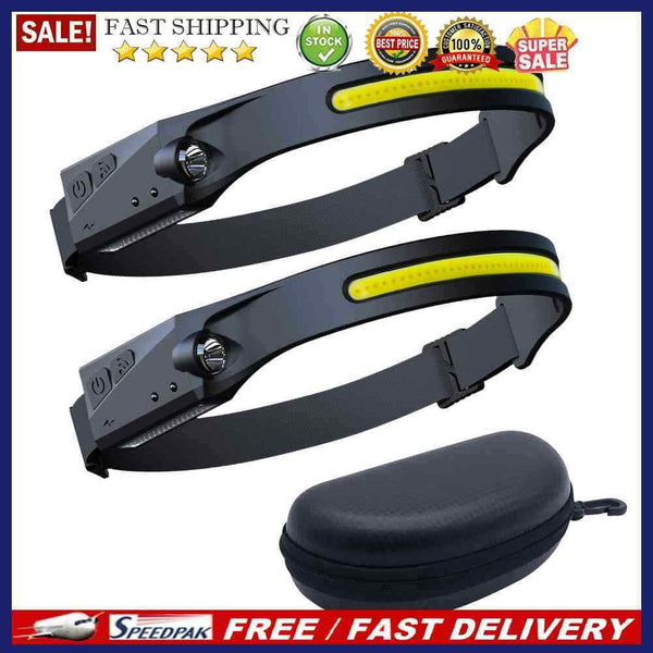 2x LED COB Headlamp Flashlight Running Camping Rechargeable Waterproof Head