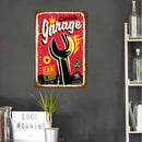 Home Weatherproof Retro Chic Spanner Sign Iron Painting Wall Drawing Templates