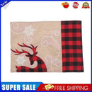 Christmas Linen Embroidery Placemat Elk Plaid Non Slip Xmas Decor Table Mats