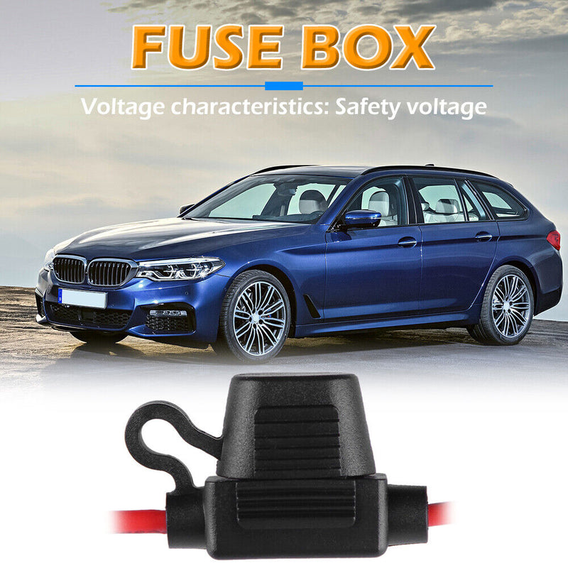 Mini In-Line Car Blade Fuse Holder 0.5ft 18AWG Wire with Waterproof Cover Newly
