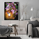 5D DIY Diamond Painting Street Lamp Flowers Full Round Drill Mosaic Picture K