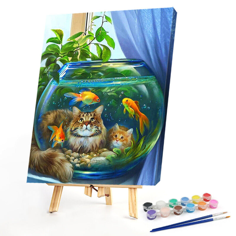#A Cat Partial Oil Paint By Numbers Kit DIY Frameless Drawing Picture for Adul