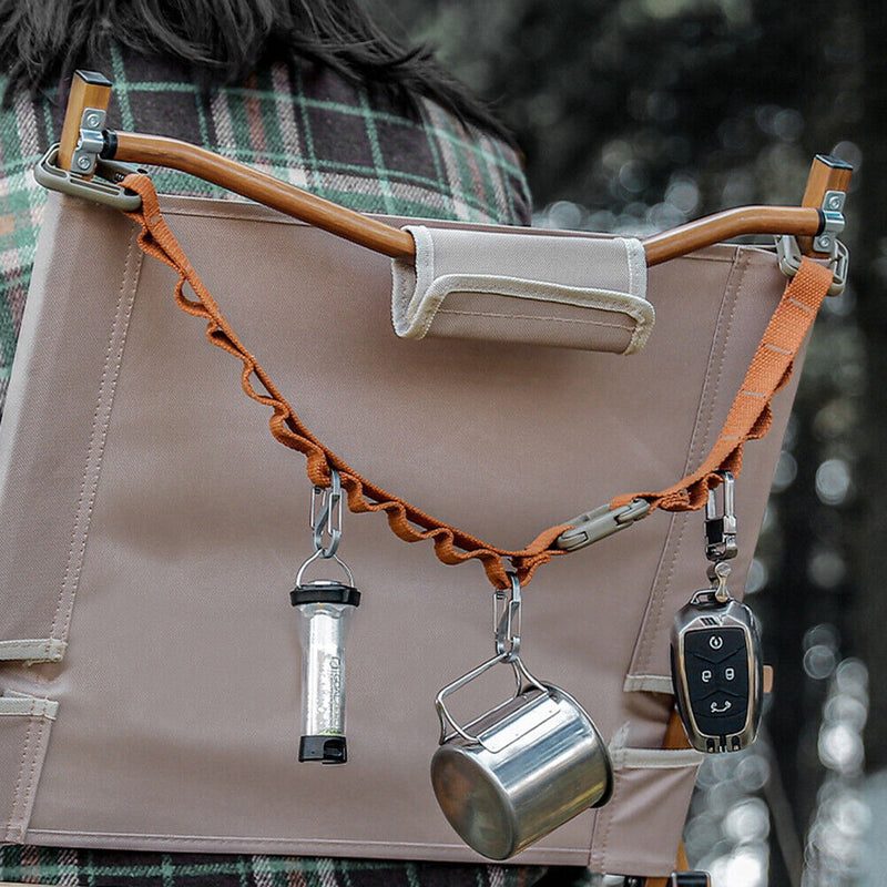 5-ring Camping Hanging Rope Tent Cup Lamp Hanger Clothes Line Strap (Khaki)