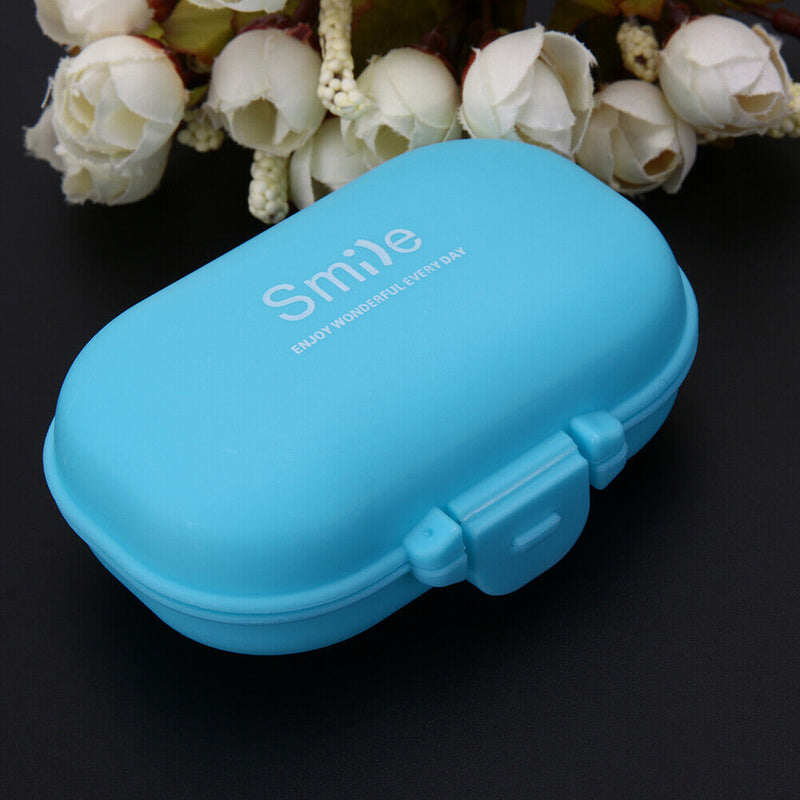4 Grids Travel Portable Pill Box Jewelry Storage Holder Container(Blue)