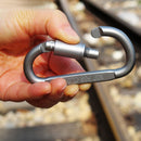 D-ring Locking Carabiner Clip Hanging Hook Buckle Outdoor EDC Tools (Grey) Newly