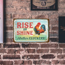 Home Weatherproof Retro Chic Rooster Sign Iron Painting Wall Drawing Templates