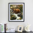 Diamond Embroidery Bears Eat Fish Round DIY Diamond Painting Cross Stitch
