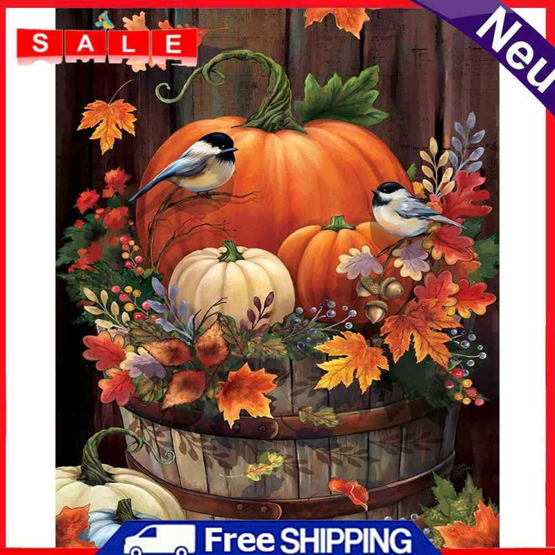 DIY Pumpkin and Bird Oil Paint by Numbers Drawing on Canvas Pictures Home Decor