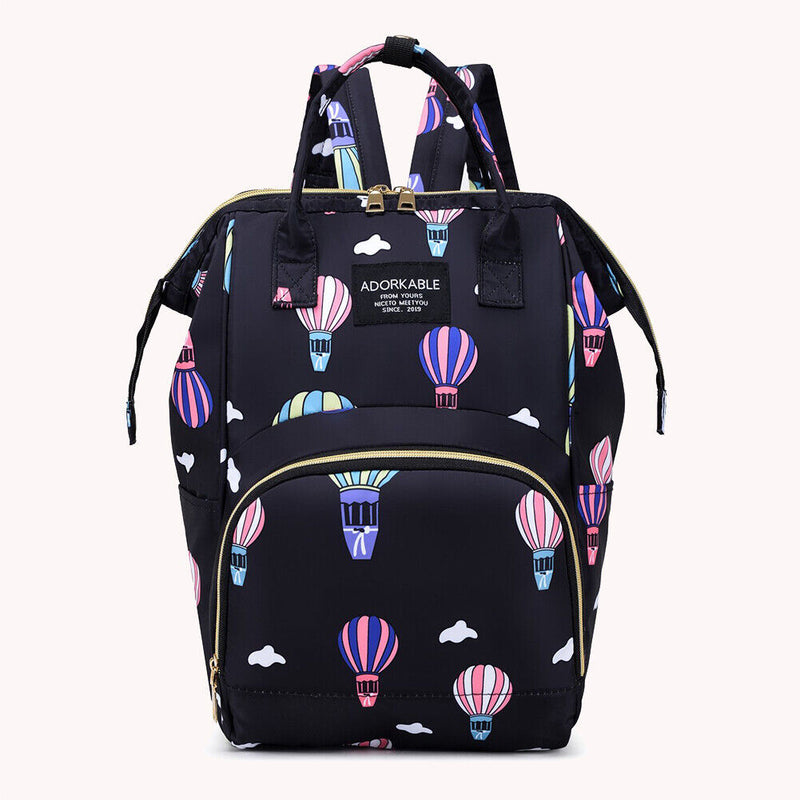 Fashion Women Printing Mummy Diaper Bag Nappy Large Handbag (Black Balloon)