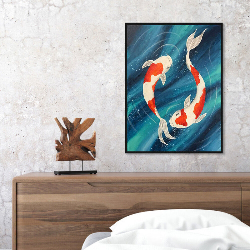 Oil Paint By Numbers Koi Fish Frameless Picture Craft Kit for Home Living Room