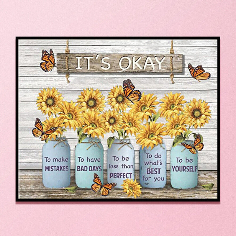 Full Cross Stitch 11CT Cotton Thread DIY Letter Flower Printed Embroidery K