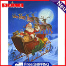 5D DIY Diamond Painting Santa Sleigh Full Round Drill Mosaic Christmas Picture
