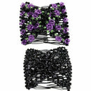 Women Girls Magic Beads Double Hair Comb Hair Combs Clips Elasticity