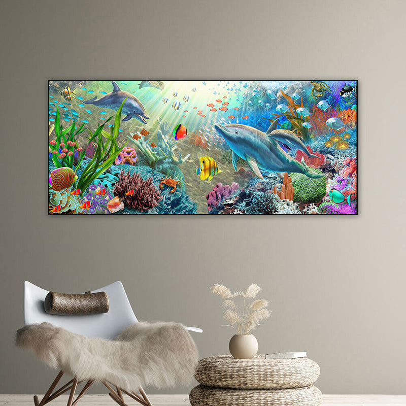 Undersea Dolphins Oil Paint By Numbers Kits DIY Handpainted Decoration Unfr