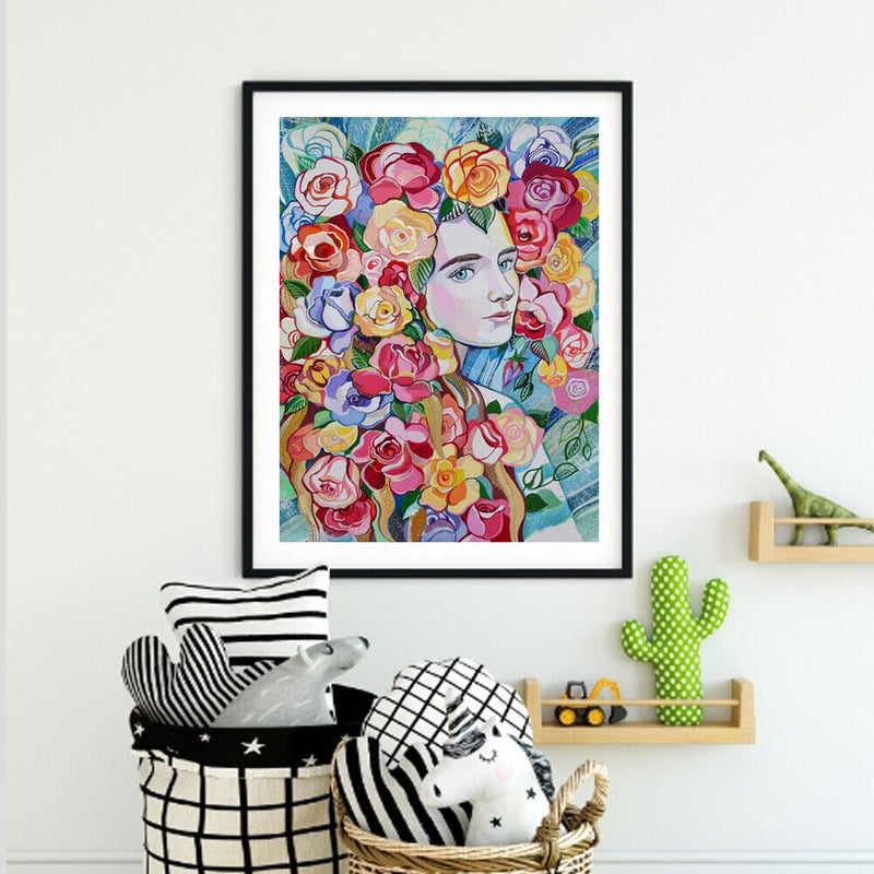 Flower Girl Oil Paint By Number Canvas Drawing DIY Picture Art Craft Home Decor