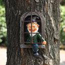 Outdoor Ornament Yard Wall Art Tree Sculpture Elf Window Dwarf Statue Gnome
