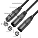 3Pin XLR Female to Dual XLR Male Y Splitter Cable for Microphone Mixer Amplifier