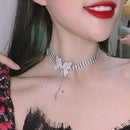 Butterfly Rhinestone Necklace Women Charm Jewelry Travel Holiday Tassel Choker