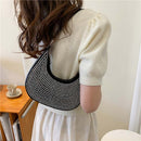 Crescent Shiny Diamond Women Shoulder Bag Leather Underarm Chain Handbags Clutch