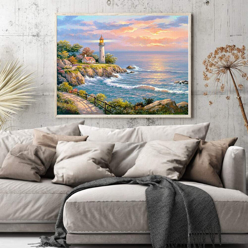 Oil Paint By Numbers Picture DIY Painting Ocean View Painting Kit Artwork