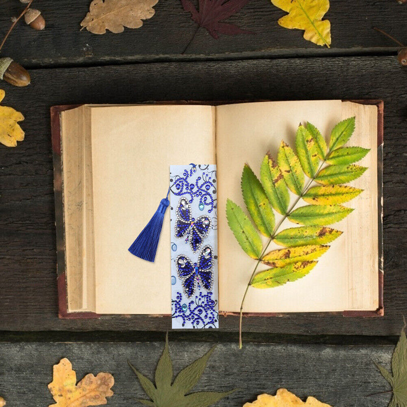 DIY Butterfly Special Shaped Diamond Painting Leather Bookmark with Tassel Newly