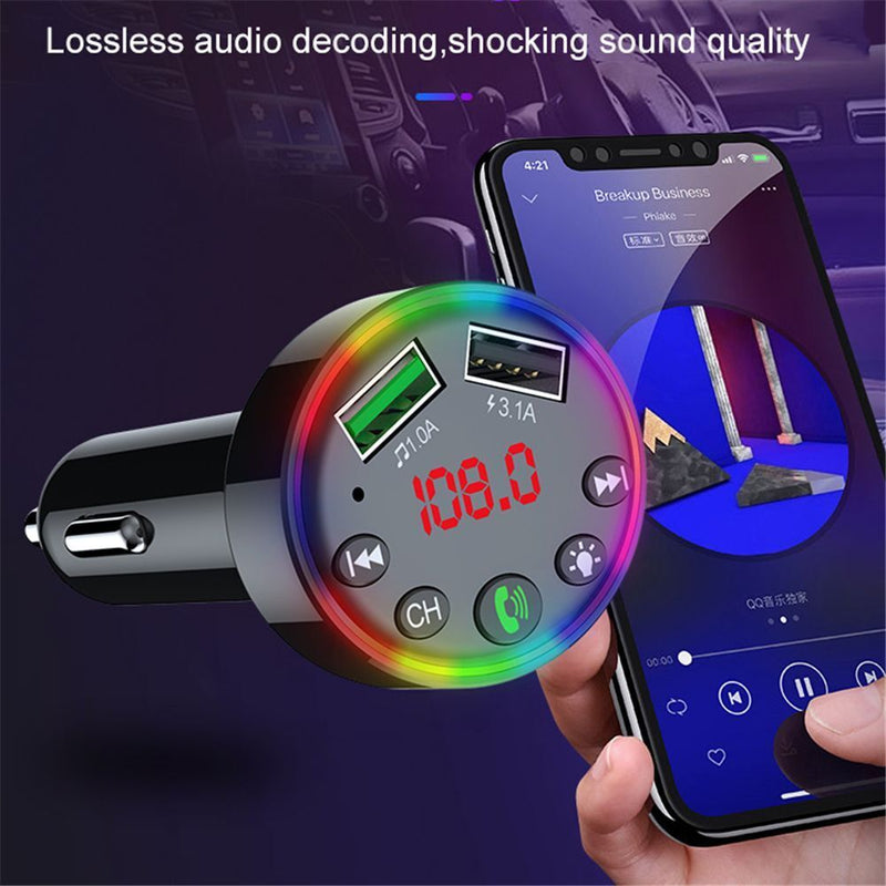 Dual USB LED Display Car Bluetooth Transmitter Modulator Compatible 5.0 FM