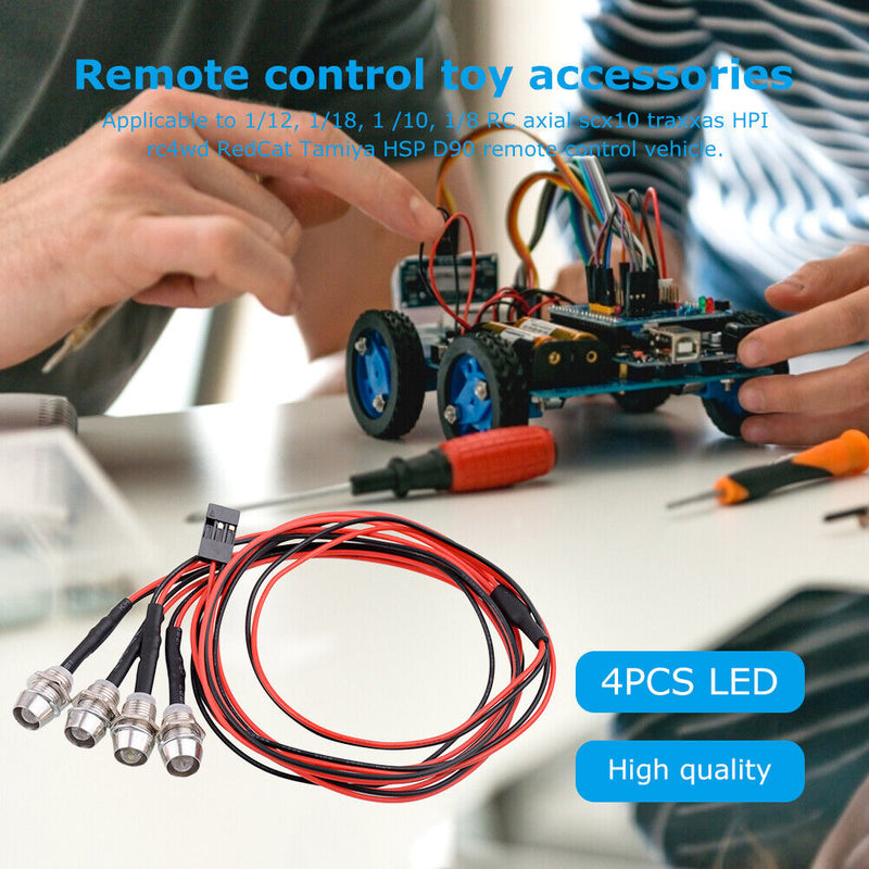 4pcs 70cm Lamp 5mm LED Lights for 1/12 1/18 1/10 1/8 Axial Scx10 Traxxas RC Cars