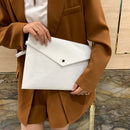 Women Felt Solid Color Envelop Bag Large Capacity Clutch Bags (White)
