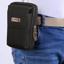 Men Canvas Mobile Phone Bags Double-layer Zipper Fanny Pack (Black)