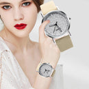 Women Casual Quartz Watches Minimal Leather Round Dial Wristwatch (Beige) Newly