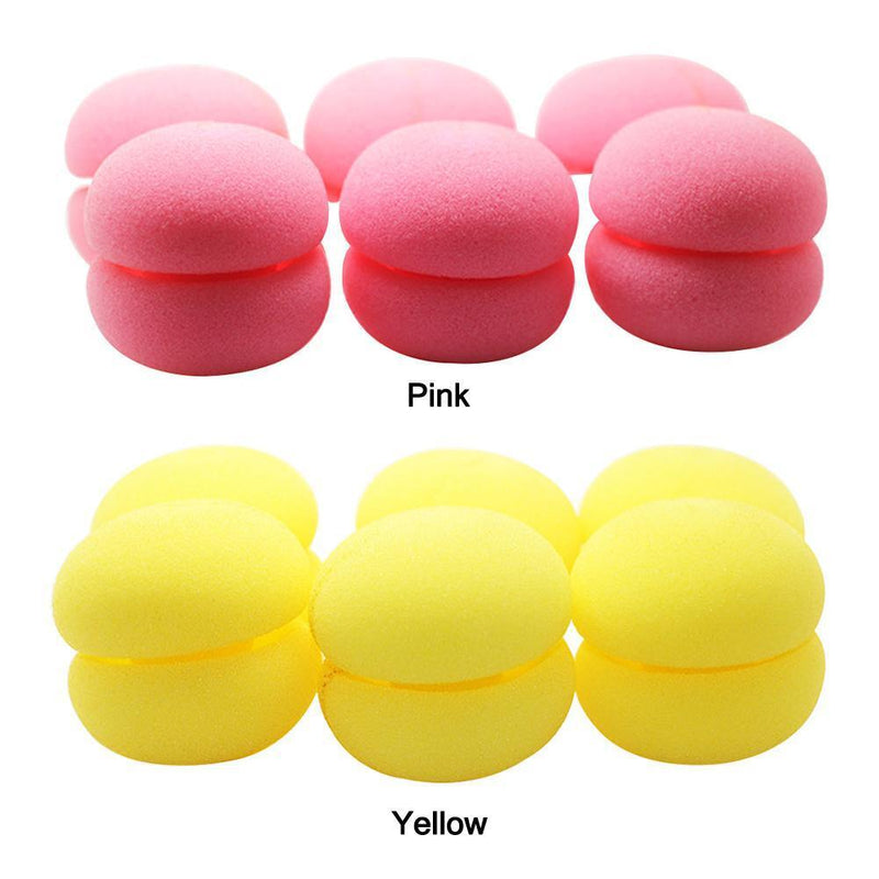 6pcs Sponge Curling Rollers Hair Soft Foam Balls DIY Hairdressing (Pink)