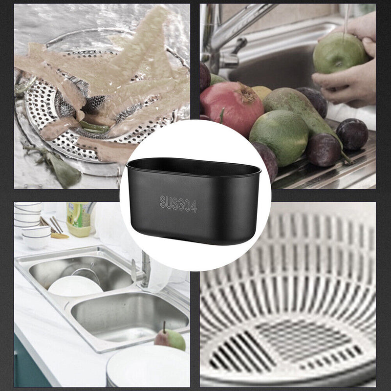 Stainless Steel Sink Drain Basket for Kitchen Corner Rack Strainer (Black) Newly
