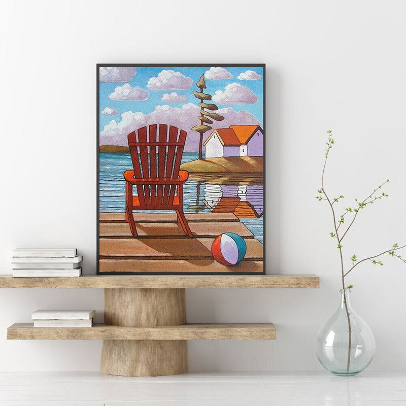 Lake Chair Hut Oil Paint By Numbers Kits DIY Handpainted on Canvas Wall Art