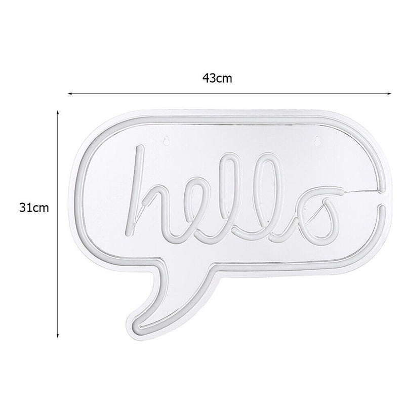Neon Light Sign LED USB Tabletop Night Lamp Room Home Party Decor (Hello)