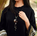 crystal wooden necklace Shell flowers Long pendants Ethnic exotic necklace