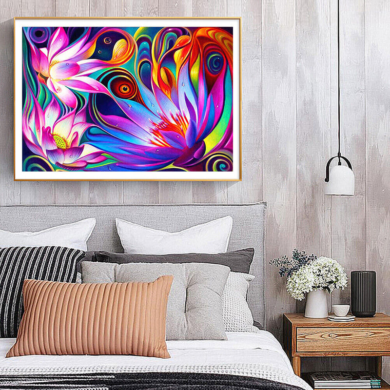 Oil Paint By Numbers Lotus Coloring Picture Digital