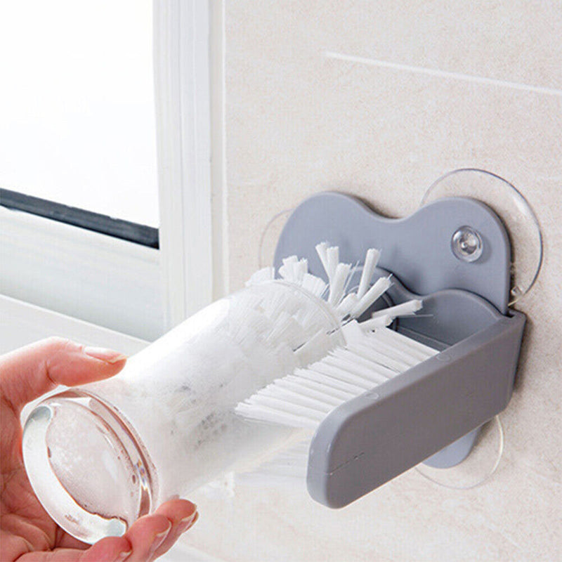 Kitchen 2 in 1 Drink Mug Wine Cup Suction Cleaning Brush Glass Bottle Scrubber