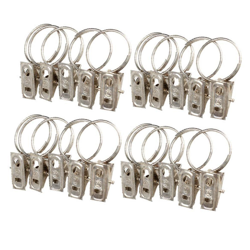 100pcs Stainless Steel Window Shower Curtain Rod Clips Rings Drapery Clips