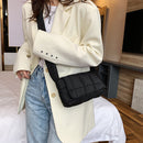 Women Nylon Cotton Padded Handbag Winter Warm Tote Bag Small Flap Tote Handbag