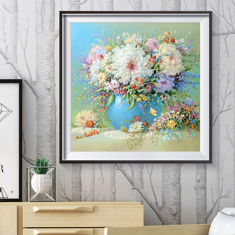 5D DIY Full Round Drill Table Flowers Cross Stitch Diamond Painting Home Decor