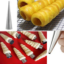 5pcs DIY Cones Stainless Steel Spiral Baked Croissants Tubes Pastry Mold(L)