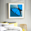 40x40cm Blue Butterfly Frameless Picture Oil Paint By Numbers Painted Picture