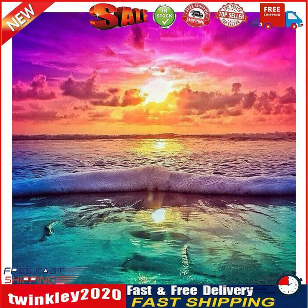 5D DIY Full Drill Diamond Painting Sunset Seaside Cross Stitch (B435) Newly