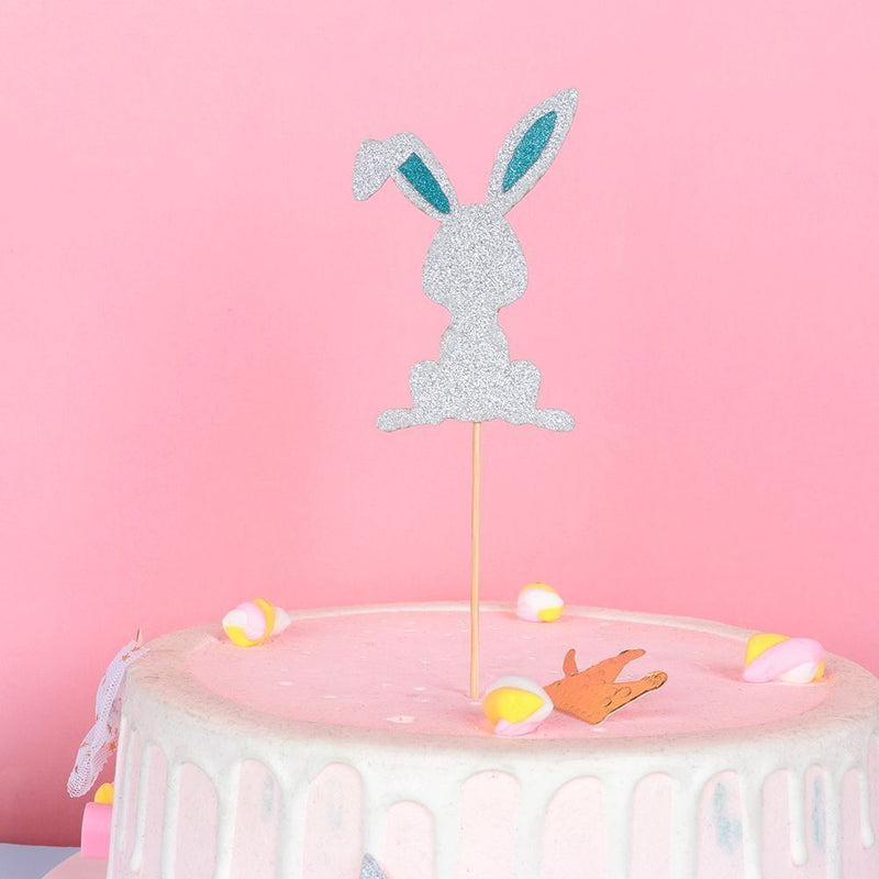 Easter Ornament Glitter Rabbit Cupcake Cake Toppers Happy Easter Rabbit