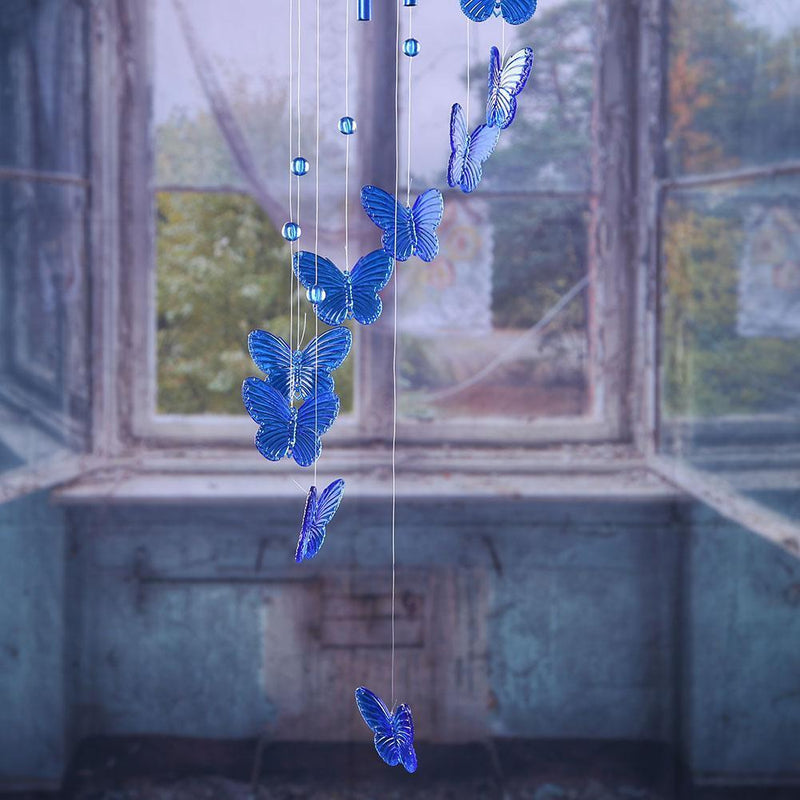 Butterfly Bell Wind Chimes Creative Home Yard Garden Hanging Decor(Blue)