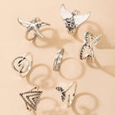 7pcs/set Ethnic Style Knuckle Rings Women Fish Simple Finger Rings Jewelry Gift